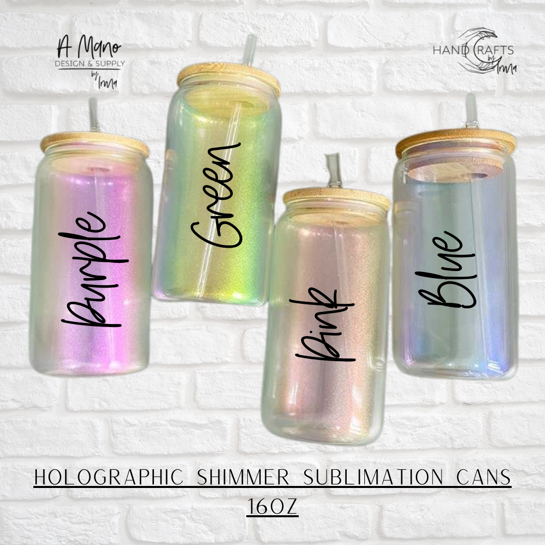 Shimmer Can Glass Sublimation Cups L Iridescent Sublimation Glass Cup L Glass  Cup L Sublimation Blanks 